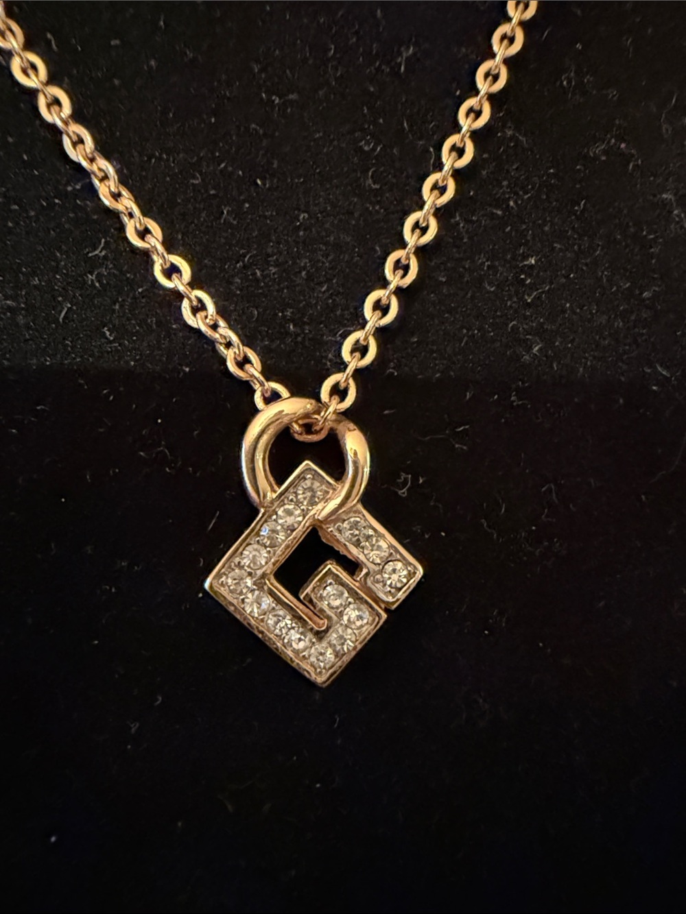 Givenchy Gold-Tone Chain Necklace with Crystal G Pendant GUC
